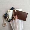 Vintage PU Leather Key Wallet Zipper Coin Purse Mini Key Holder Pouch with Keychain Small Storage Bag for Cash Cards Earphones Lipstick Women Men