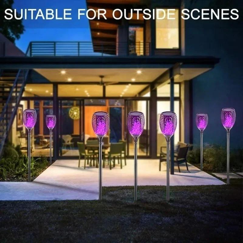 12LED Solar Flame Torch Light Flickering Light Waterproof Outdoor Lawn Path Yard Patio Floor Lamp Garden Christmas Decoration