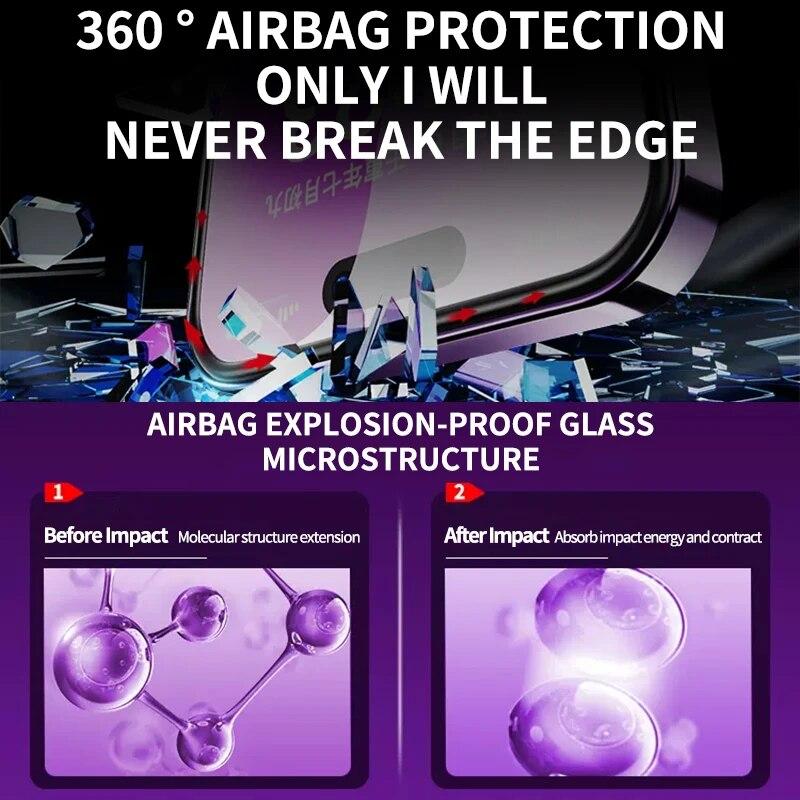 New Innovation Edge Airbag Shatterproof Screen Protector For iPhone 15 14 13 12 11 Pro Max XS MAX X XR 15 14 Plus Tempered Glass