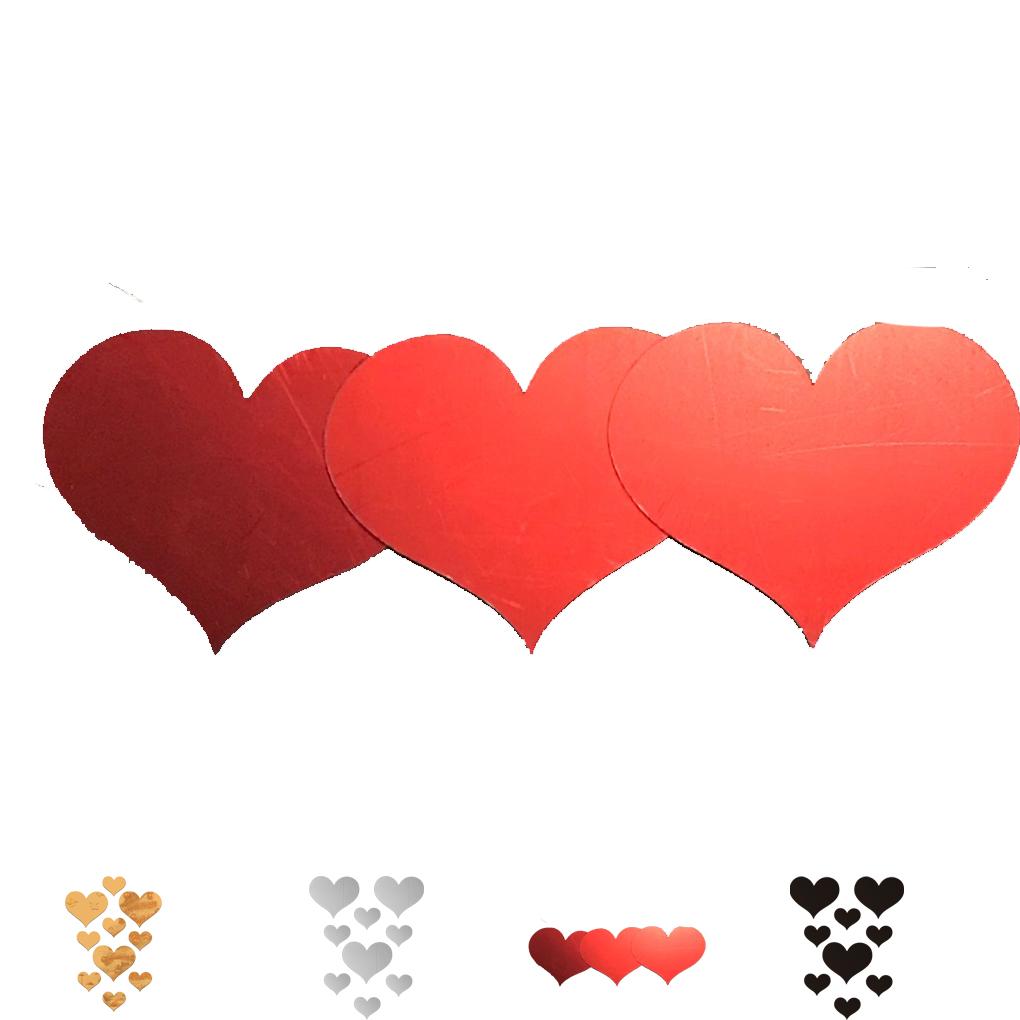 10 Pièces/Ensemble Autocollant Miroir Cœur d'Amour Acrylique 3D Papier Peint Miroir DIY Amovible Stickers Muraux Salon