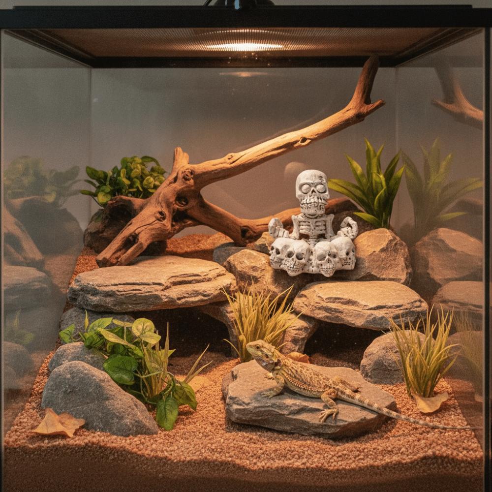Simulated Fish Tank Skeleton Landscaping Resin Reptile Tank Skeleton Ornament Reptile Hiding Spots