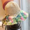Pastoral style smudged big eaves holiday style sun hat spring and summer hollow crochet top seaside sun protection straw hat woman