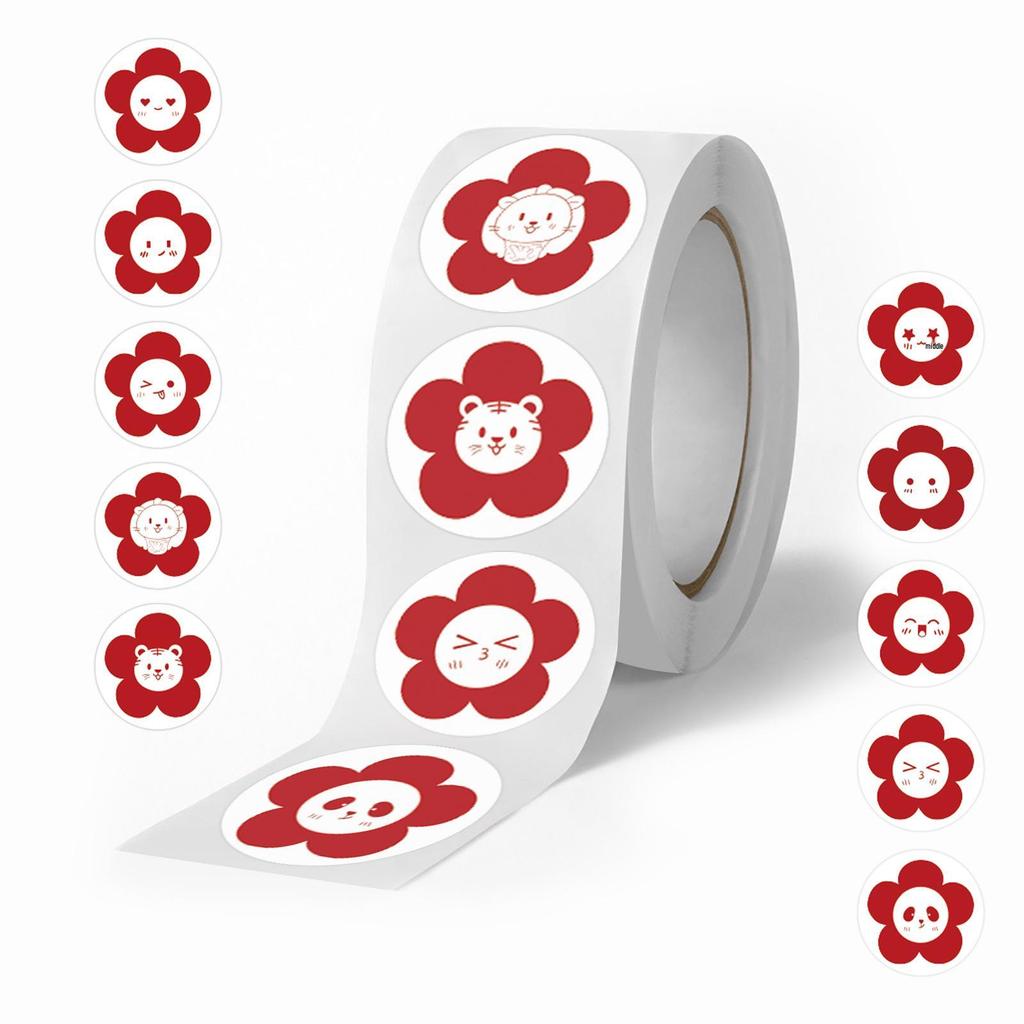 500 Cute Little Red Flower Decorative Sealing Stickers/Roll for Notebooks and Crafts