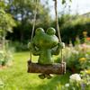 Schwingendes Baumstamm-Frosch Harz Hängendes Ornament Große Augen Cartoon Frosch Baum Hängende Statue Hof Terrasse Garten Mikro-Landschaft Dekoration