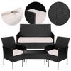 Gartenmöbel aus Polyrattan Set 4-in-1 Magnolia Schwarz Beige Kissen
