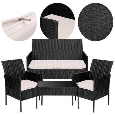 Garden Furniture Made of Technorattan 4-in-1 Set Magnolia Black Beige Cushions