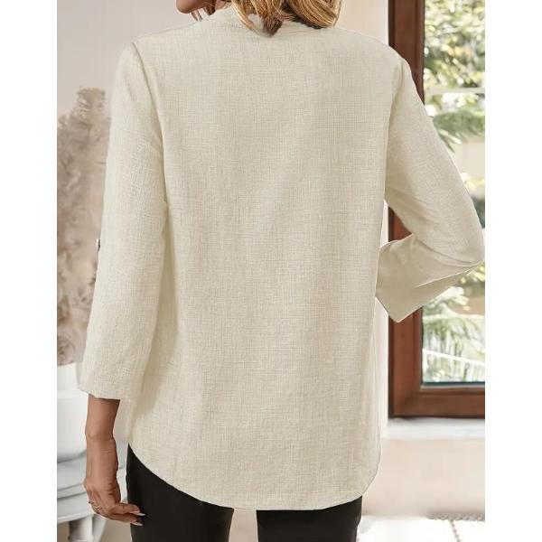 Spring/Summer Women's Plus Size V-Neck Solid Color Loose Fit Shirt