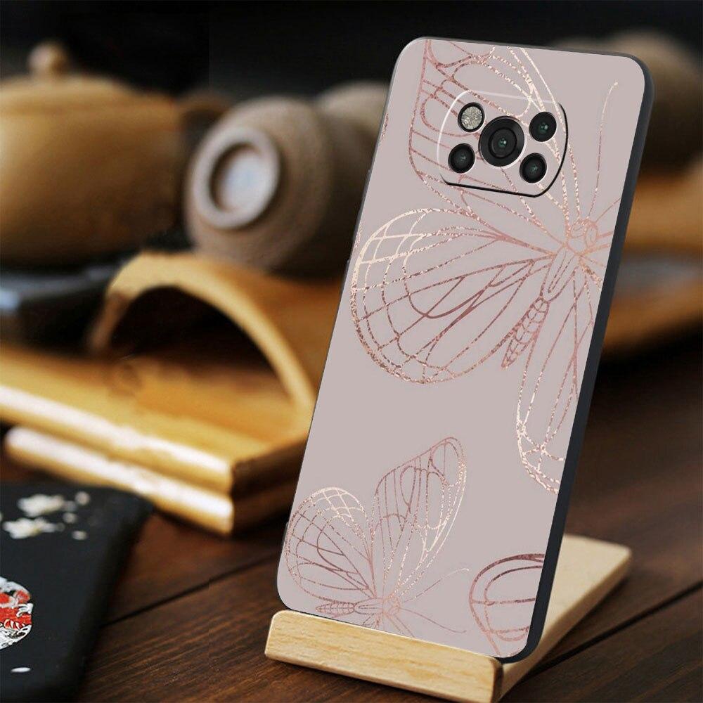 Phone Funda Cellphone TPU For Xiaomi POCO 9T 11T F4 GT MI 11 Lite X3 NFC M4 Pro 5G F3 M3 10T X4 Gold Pink Rose Glitter Hearts