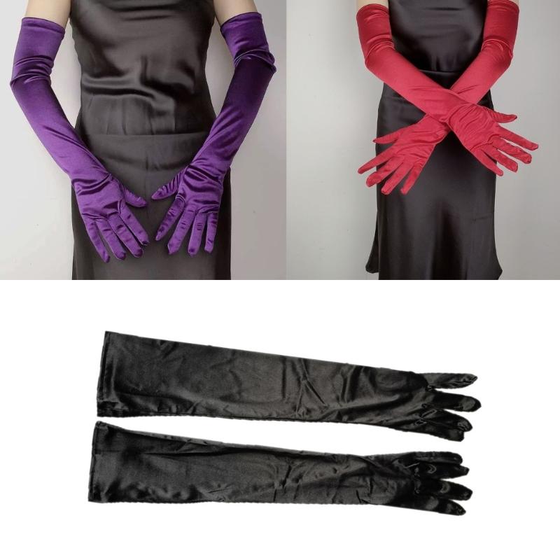 Verlängerte lange dehnbare Damen Handschuhe Spandex Elastische Armstulpen für Cosplay Anime Kostüm