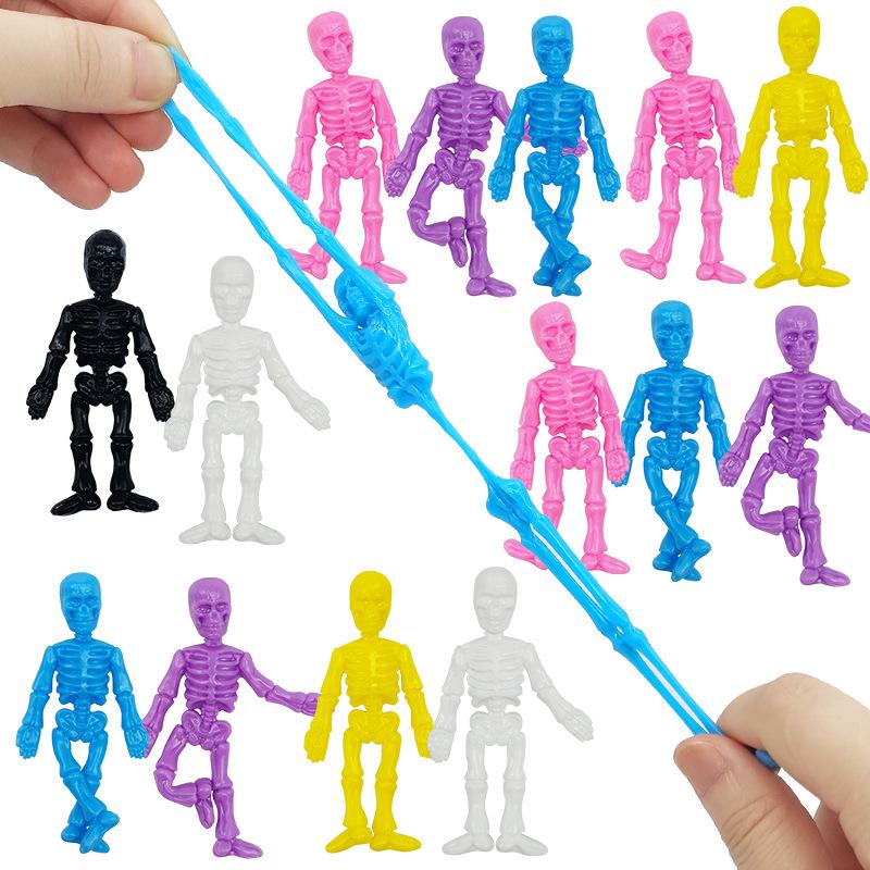 

16 шт., растягивающийся скелет человека на Хэллоуин, детские сувениры для вечеринок, мягкая резиновая кукла-зомби, игрушка для снятия стресса, подарки на Хэллоуин 16pcs разноцветный