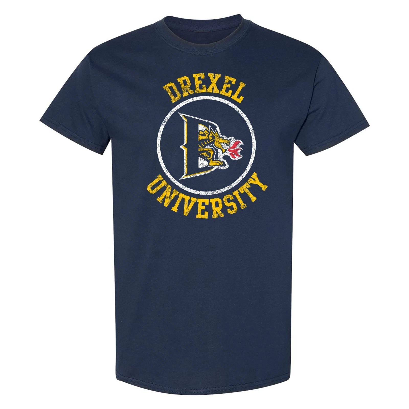Drexel University Dragons Distressed Circle Logo T-Shirt - Navy XL