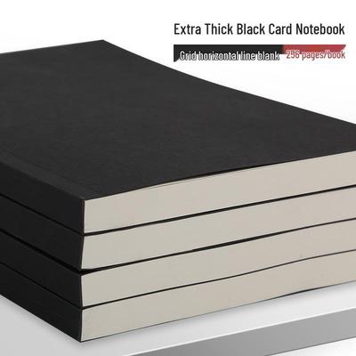 Caderno Retro Preto - B5 Grande & A5 Livro de Rascunho com Páginas Pautadas, Quadriculadas e em Branco para Estudantes