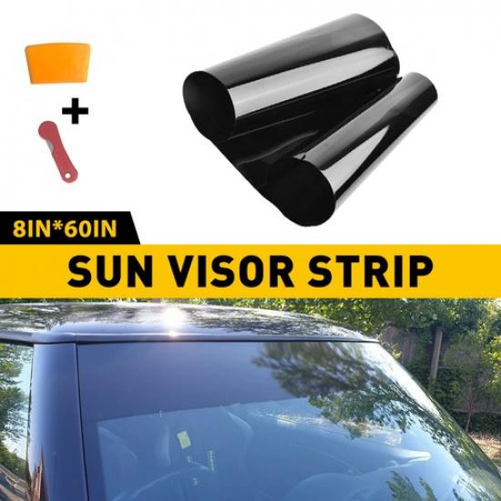 60x8   Car Window Tint Windshield Sun Visor Vinyl PET Decal Strip Sticker Black