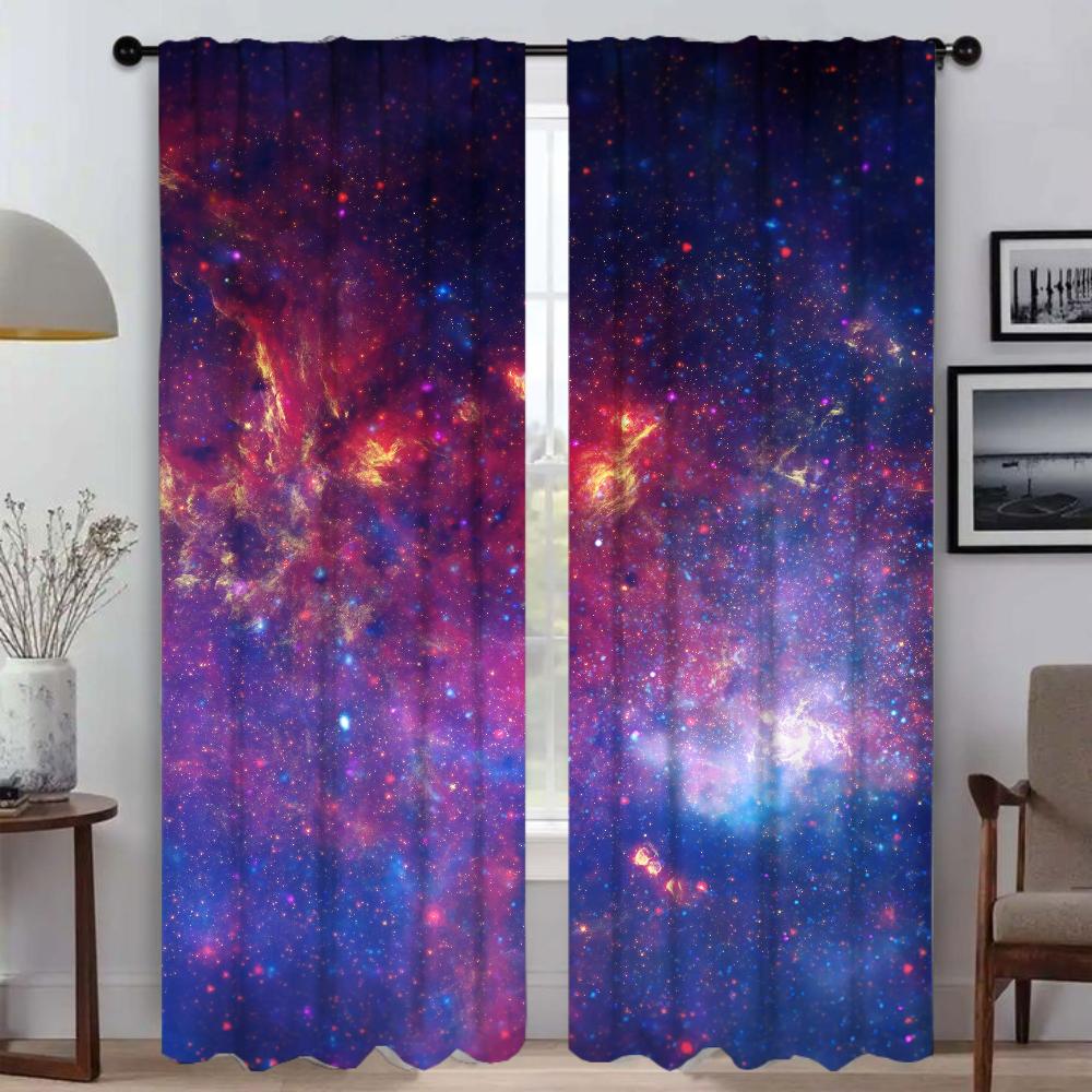 Kosmiczna Mgławica Zasłony Kuchenne do Dekoracji Aparatu na Halloween Zasłona Okienna do Pokoju 2 Panele Rolety Przegroda Salon Zaciemniająca
