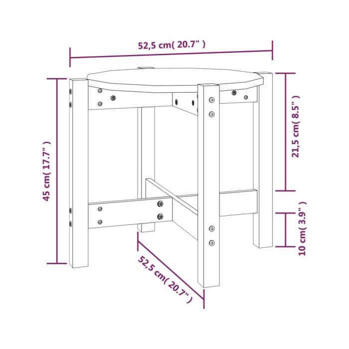 VidaXL Table basse Noir Ø 52,5x45 cm Bois massif de pin 822311