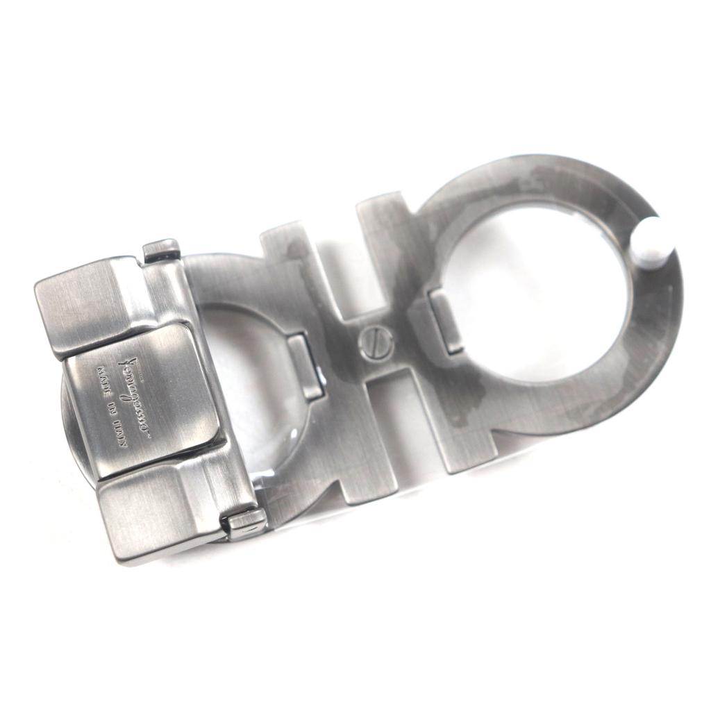 Pristine Salvatore Ferragamo Belt Double Gancini Reversible Black Dark Brown Mens 5542 Used