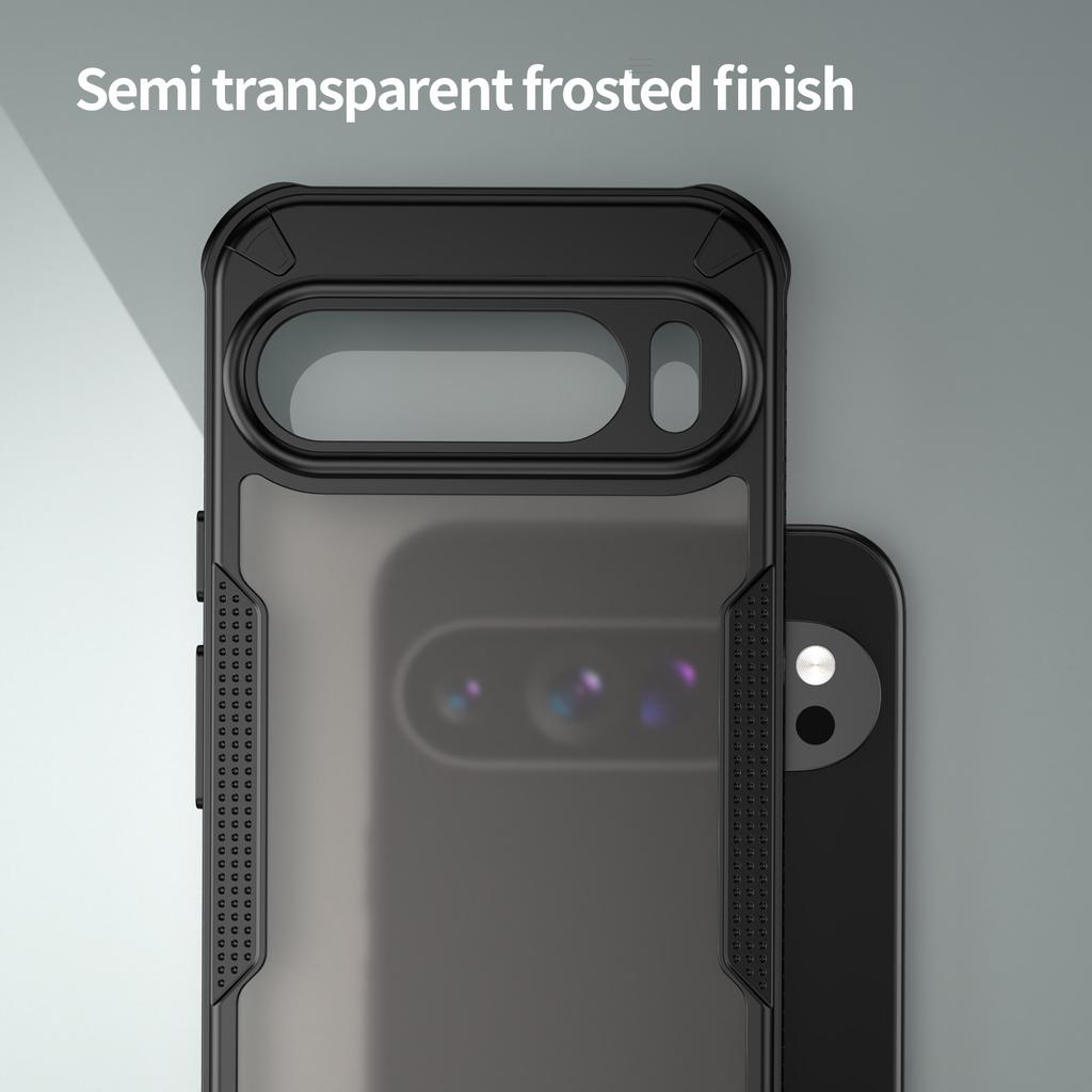 Für Google Pixel 9 Pro XL Hülle PC+TPU Halbtransparente, mattierte Schutzhülle