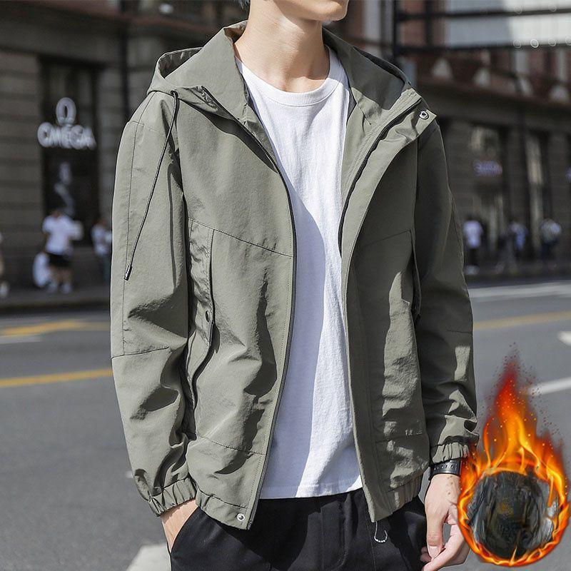 Jacket Men's Spring, Autumn and Winter New Ins Trend Hooded Casual Versatile Loose Jacket Top Clothes