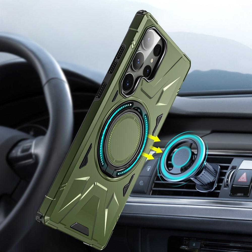 Samsung Galaxy S24 Ultra Case, Armored with a Stand and a Handle Plate, Green