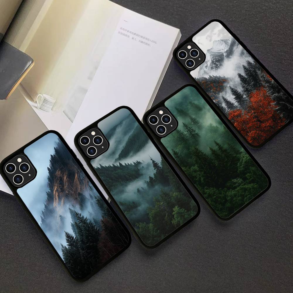 Mountain Forest Phone Case Wireless Charging PC+TPU For IPhone 11 12 13 14 15 16 17 Pro Max Plus Case