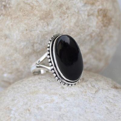 Black Onyx Oval Gemstone Ring, Solid 925 Sterling Silver Ring, Handmade Jewelry, Thanksgiving Ring, Women Jewelry