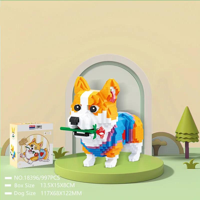 Schattige Huisdier Gog Bouwstenen Mode Bulldog Schnauzer Siberische Husky Dier Model Decoratie Micro Bouwstenen Speelgoed Voor Kinderen Volwassenen