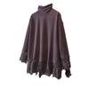 Plus Size German Velvet Lace Long Sleeve High Neck Top - Women's Slimming Autumn Winter Outerwear Shirt