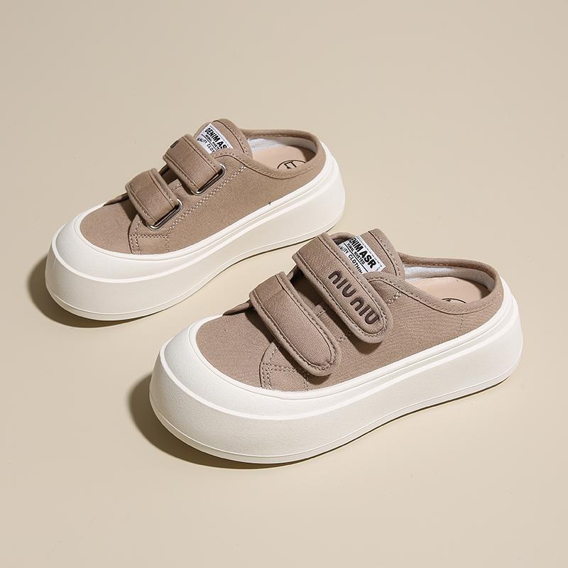 Mode CRLAYDK Mode Dam Canvas Mules Slip-On Casual Plattform Loafers Baklösa Skor Damer Bekväma Gång Utomhus Tofflor
