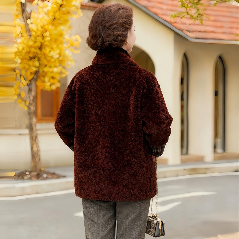 Fur integrated scarf short noble new women's winter coat