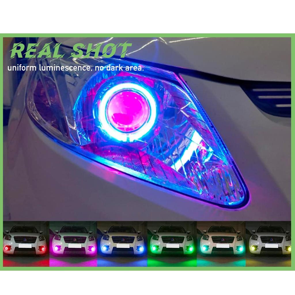 RGB Bluetooth APP-Controlled Dual Lens Headlight with Colorful Angel Eye Aperture