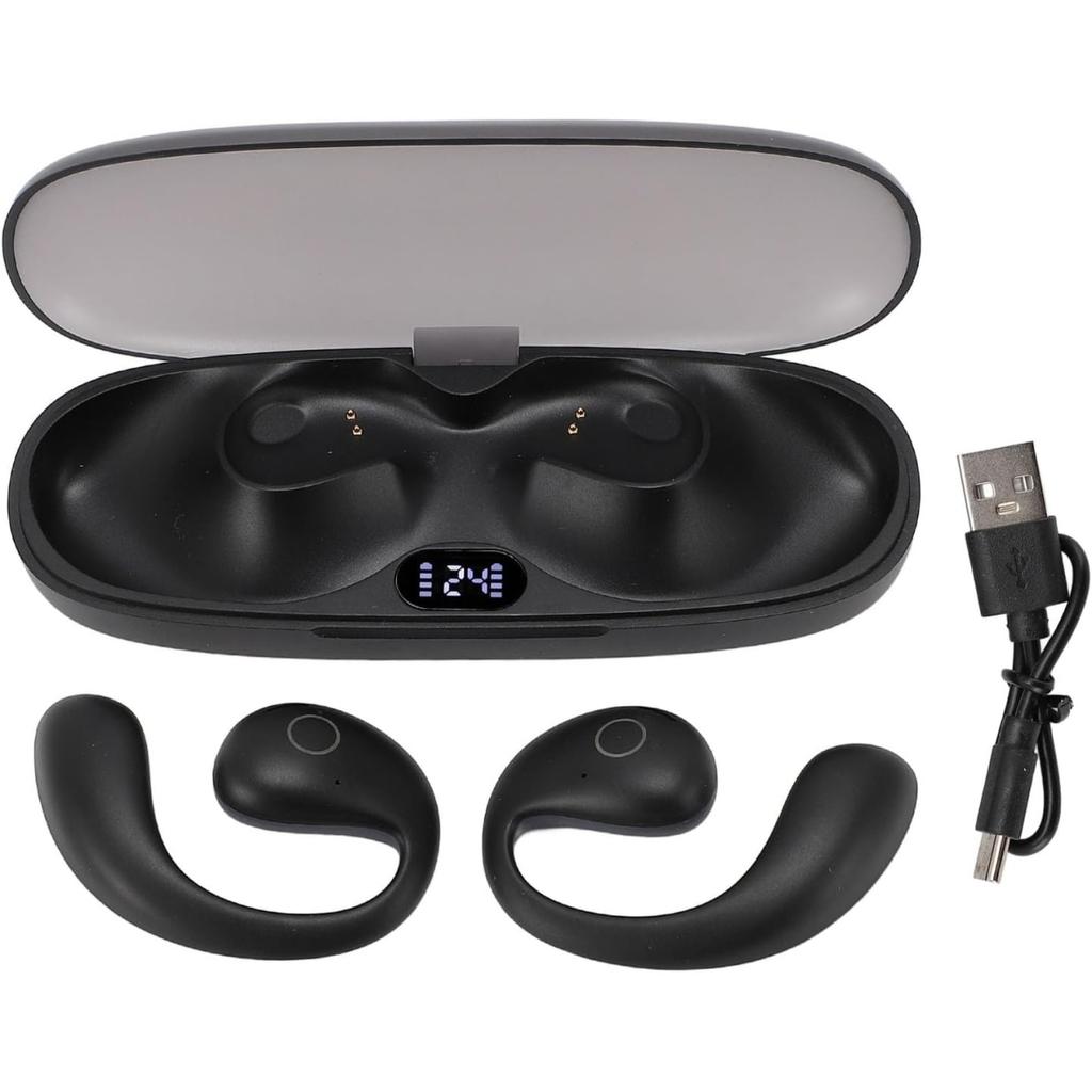 Kabellose Ohrhörer Bluetooth 5.4 Kopfhörer mit Ohrbügeln 42 Stunden Spielzeit Kabelloses Ladeetui Digitalanzeige Sport-Ohrstöpsel für Training Laufen