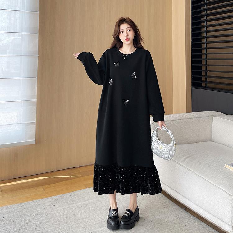 DIMANAF 2025 Women Pluls Size Cotton Long Sleeve Autumn Casual Tops Tees Stripe Shirt Solid New T-Shirt Loose Pullover