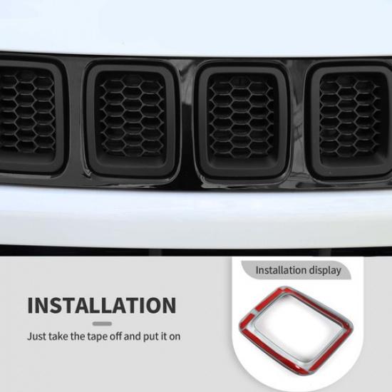 7x Front Grille Grill Cover Erts Frame Trim for Jeep Compass 2017+ Matt Black
