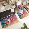 3pcs Ponyo2 Pattern Flannel Nonslip Absorbent Washable Decorative Bathroom Home Toilet Seat Cover Mat