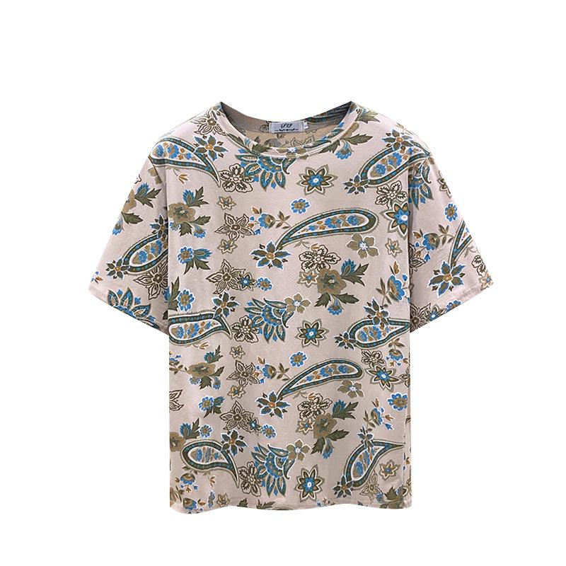 Large Size Short-sleeved T-shirt Women's Summer Korean Version of Loose Printed Round Neck T-shirt Women