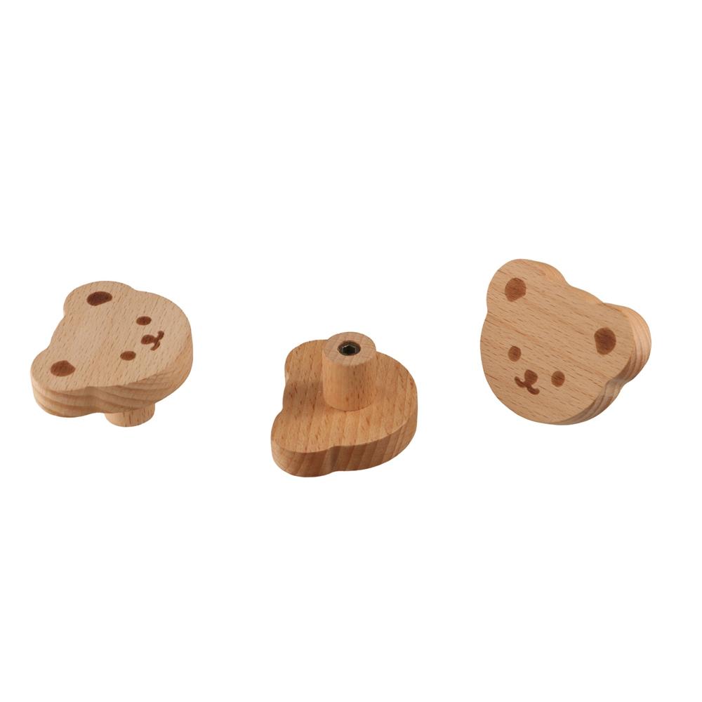 6 Pcs Wooden Wardrobe Knobs Drawer Handles Furniture Handle Wardrobe Knobs Cute Bear Handle  Closet