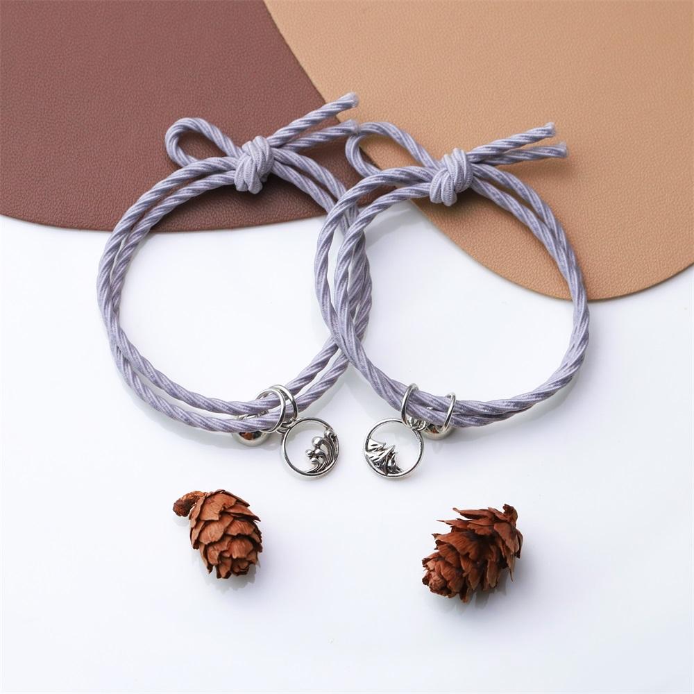 Band Couple Bracelet Magnet Paired Rubber for Lovers Distance Bracelet Women Men Braided String Bracelet Friendship Jewelry Gift