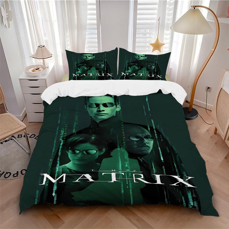

3pcs The Matrix Bedding Set, Soft Polyester Duvet Cover and Pillowcases Machine Washable Seasons all suitable 45 135x200cm