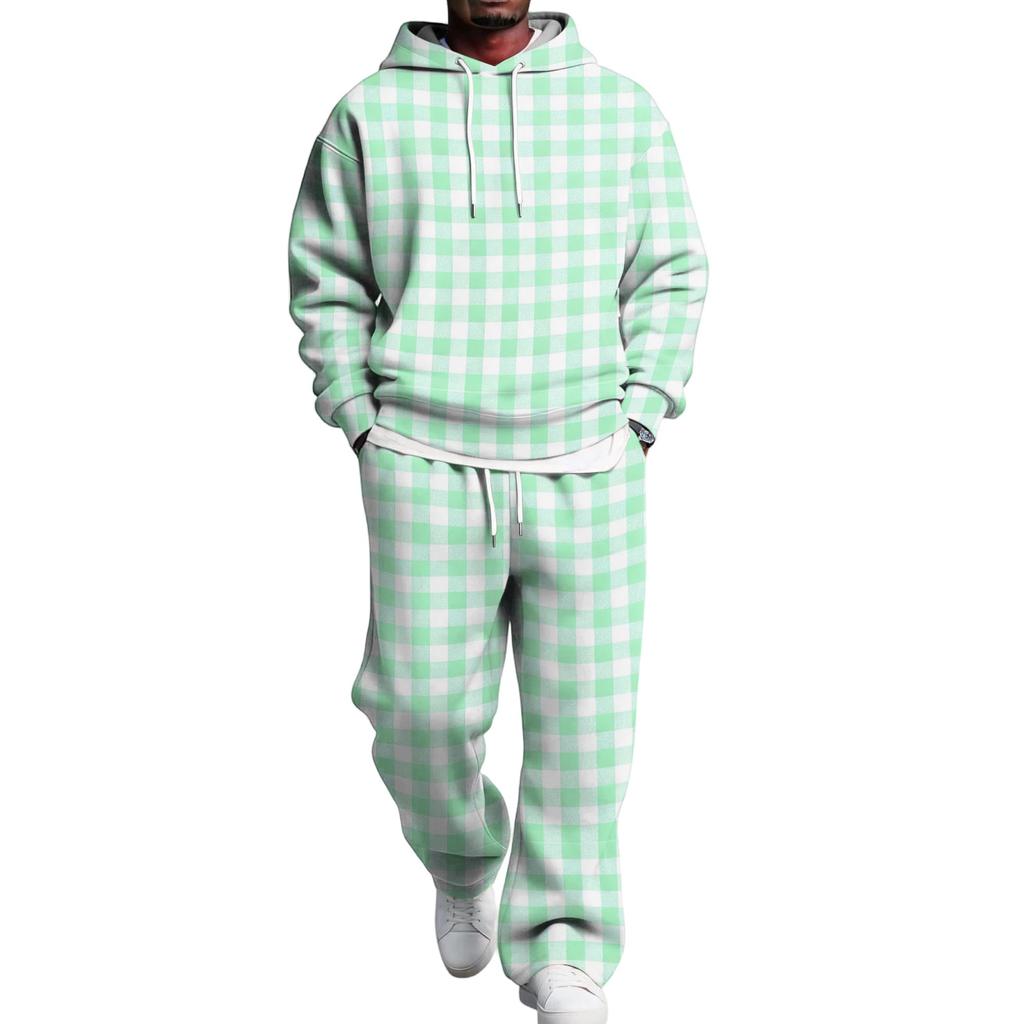 Completo con Felpa e Pantaloni da Tuta da Uomo con Vita Elastica, Outfit Casual Due Pezzi