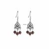 Niche Design 925 Silver Garnet Stud Earrings - Retro Chinese Ethnic Style