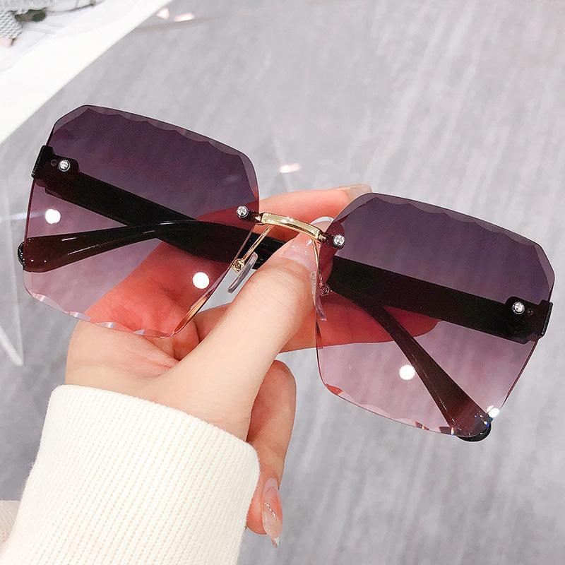 Frameless Trimmed Women'S Sunglasses Large Frame Fashion Uv-Proof Sunglasses Men'S Trend Street Sunshade Glasses