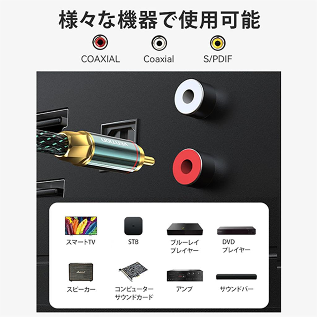 Cinch Stecker auf Stecker Koaxial Audiokabel 2m [VENTION]