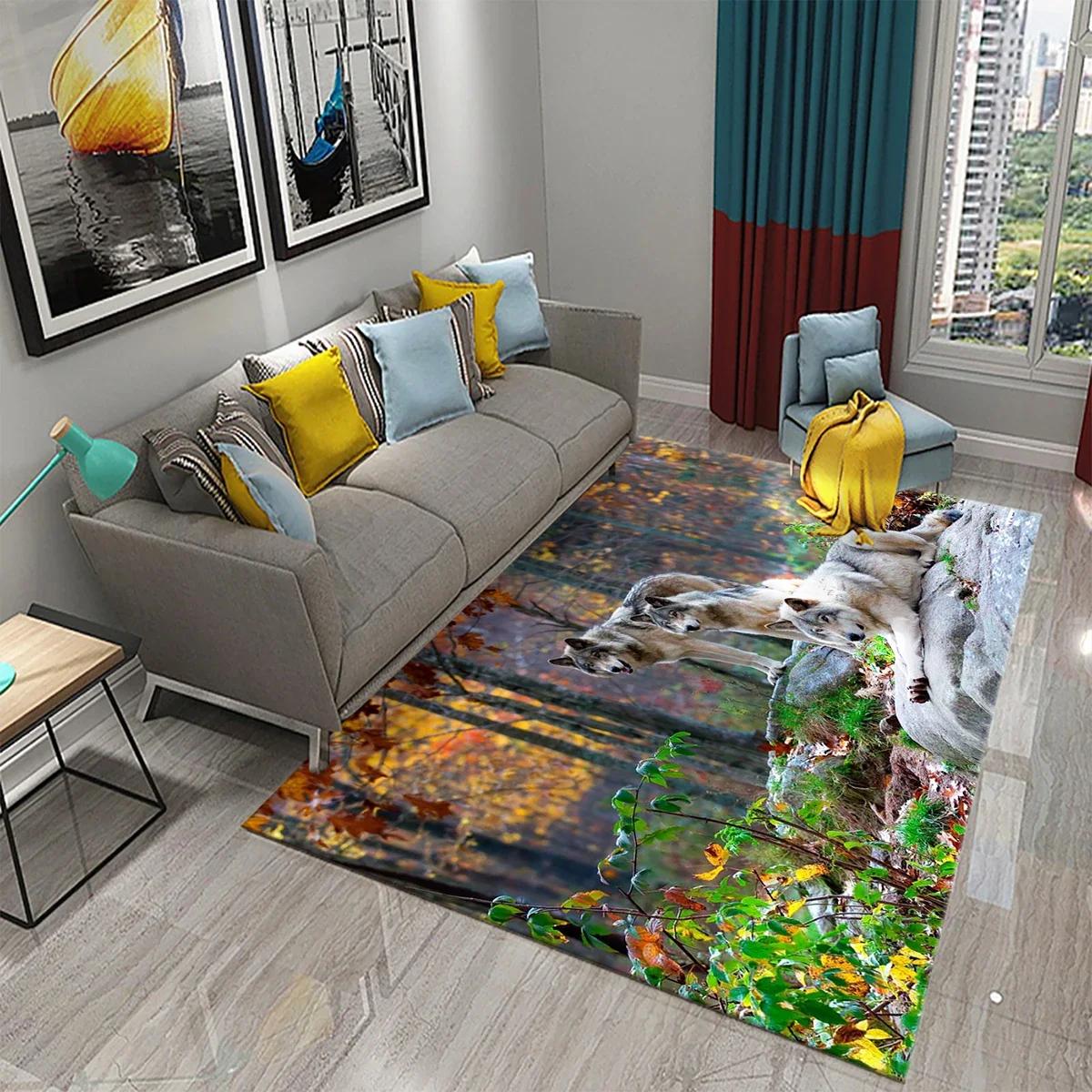 

Wolf Carpet Non-slip Rug for Kids Bedroom Living Room Modern Simple Floor Mat Soft Comfortable Home Decor 50x80cm