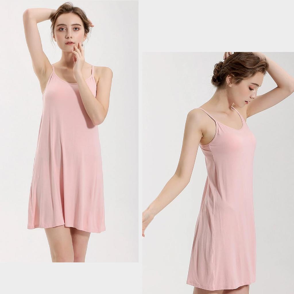 Mitt Felice Camisole Dress with Long Plus Black and Layering Women's Cups, Sleeve, Sizes, Cute, White, Underwear, M-XXL