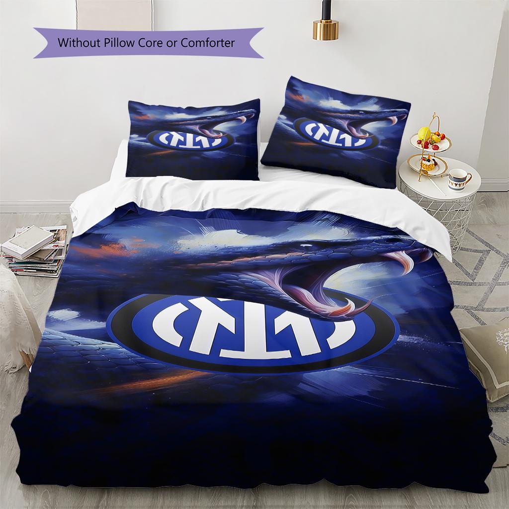 Inter Milan logo  Pattern Bedding Quilt Set Quilt Cover Pillowcase Home Decoration Birthday Gift (1 * duvet cover + 2 * pillowcase, without core)