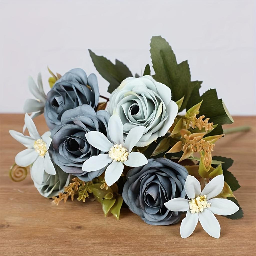 Fake Roses, Artificial Flowers Realistic Silk Faux Rose With Stems For Wedding Decoration Anniversary Bridal Bouquet Floral Arrangement