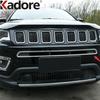 For Jeep Compass 2017 2018    Chrome Car Front Center Grille Grill Cover Trim Racing Grills Frame Trims Accessories