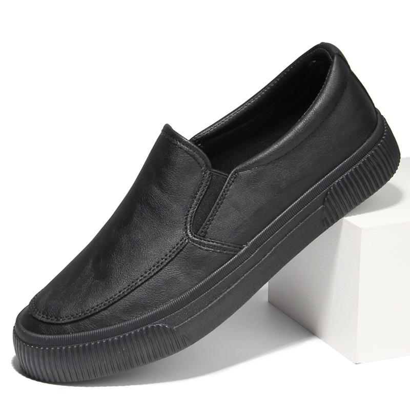 Versatile Men'S Leather Shoes Breathable Casual Fashion Low-Top Board Shoes One Pedal Trend Small Leather Shoes