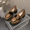Spring and autumn square head black small leather shoes one-pedal loafers high heels 2025 new versatile bright leather women's single shoes