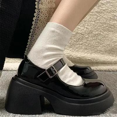 Fashion Platform Mary Jane Shoes 2024 New Women's Shoes Women Thick Heels Trendy Street Lolita Shoes Round Toe Ankle Strap  Pumps